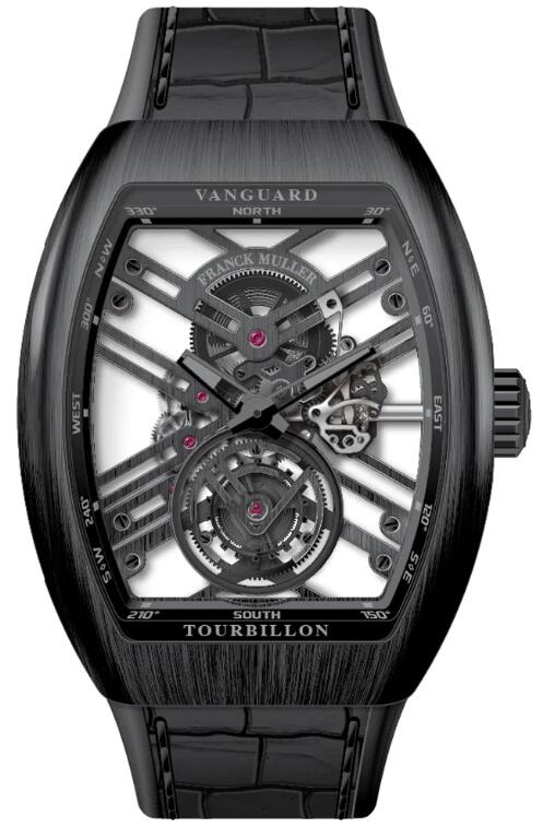 Best FRANCK MULLER Vanguard Tourbillon Skeleton Brushed Black Titanium V 45 T SQT (NR) (BR NR TT) (NR.GRI GRI) Replica Watch